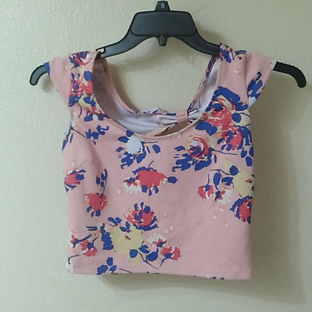 Pink Floral Crop Top